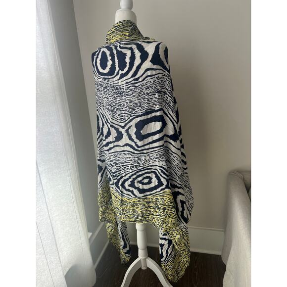 Diane Von Furstenburg Shawl Scarf Lightweight Navy White Yellow - Picture 3 of 8